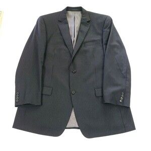 Michael Kors Wool Pinstriped Blazer 46 Long black 2 Button Front Double Vent